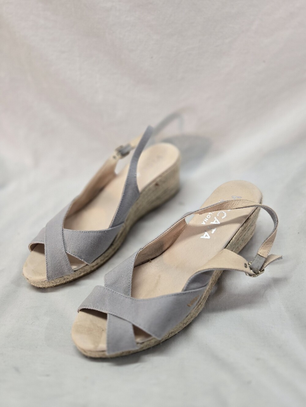 Viscata Barcelona Women's 41 Gray Calella Slingback Open Toe Wedge Shoes Sandals